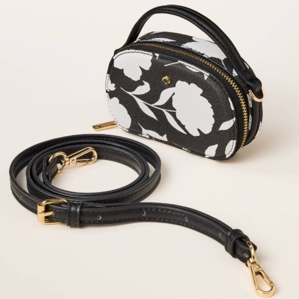 NWT Kate Spade Mini- Black and White Floral Crossbody Bag